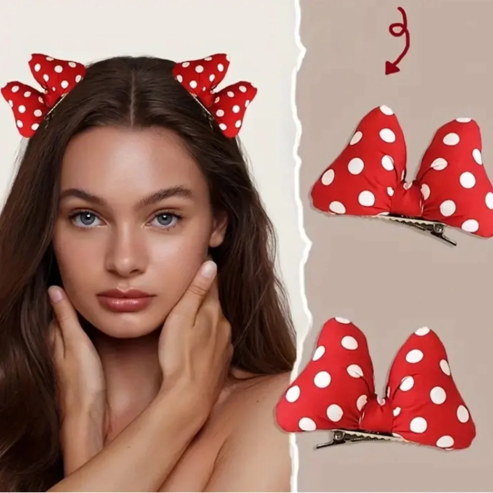 Minnie Mouse Red Polka Dot Hair Clips